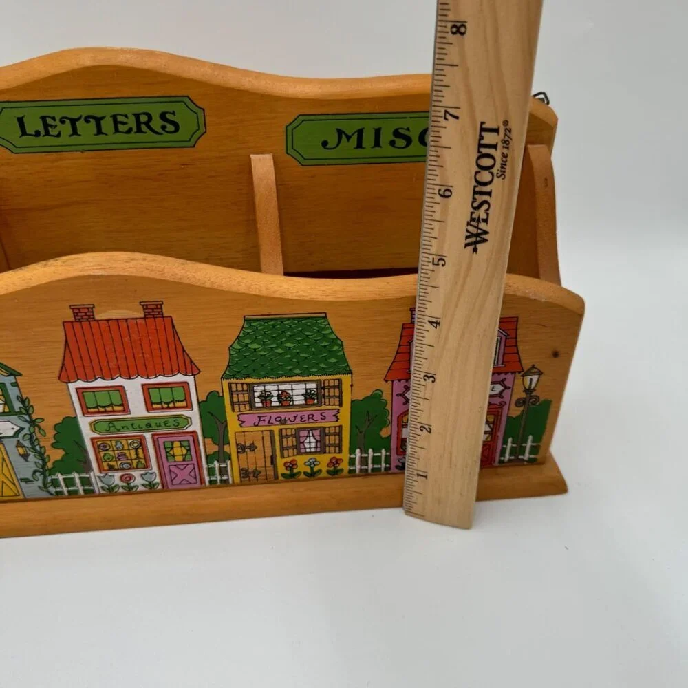 Vintage Wooden  Wall Hanging Letter Holder kitsch kitchen office